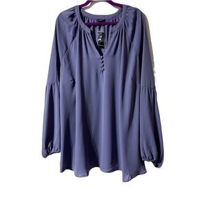 Torrid Purple Georgette Peasant Blouse Size 4X  26 Long Sleeve Top NWT